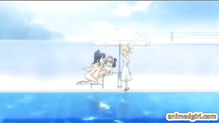 Shemale hentai bigboobs footjob and hard fucked in the swimming pool
