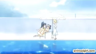 Shemale hentai bigboobs footjob and hard fucked in the swimming pool