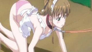 Hentai Maid in Leash Gets Pushed to Suck Hard Cock - Young Anime