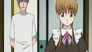 Hentai Maid in Leash Gets Pushed to Suck Hard Cock - Young Anime