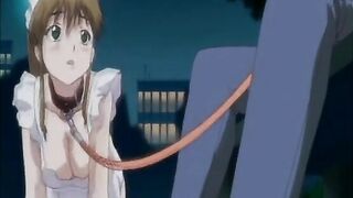 Hentai Maid in Leash Gets Pushed to Suck Hard Cock - Young Anime