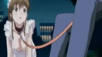 Hentai Maid in Leash Gets Pushed to Suck Hard Cock - Young Anime