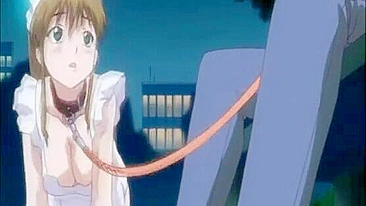 Hentai Maid in Leash Gets Pushed to Suck Hard Cock - Young Anime