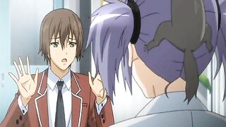 Fingering and sucking cock in anime with big boobs