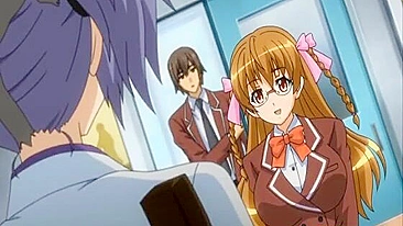 Fingering and sucking cock in anime with big boobs