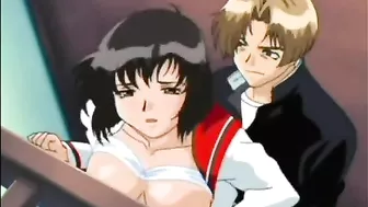 Cute hentai schoolgirl dildoed pussy and assfucked, anime