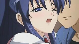 Bigtits hentai coed sucking cock and wetpussy fucking and creampie, Anime, Bigtits