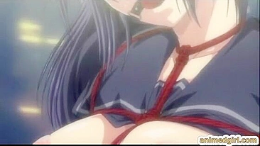 Tied hentai coed with bigboobs assfucked in the train, anime
