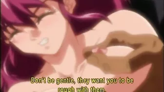 Redhead hentai sucks big cock and gets hard poked by black pervert guy - Anime