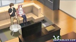 Cute hentai schoolgirl sucking bigcock and wetpussy fucking, anime