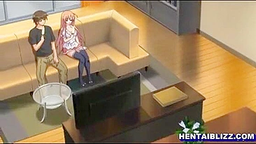 Cute hentai schoolgirl sucking bigcock and wetpussy fucking, anime