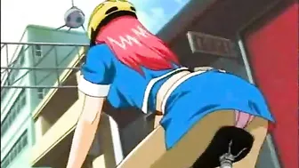 Busty hentai gets squeezed her big tits, anime