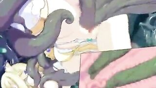 Elf's Wet Pussy Drilled by Tentacles in Cute Hentai Anime