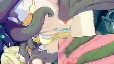 Elf's Wet Pussy Drilled by Tentacles in Cute Hentai Anime
