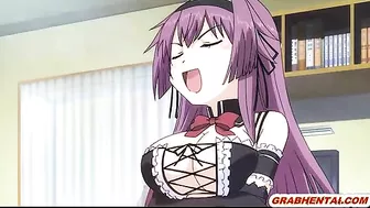 Busty hentai maid tittyfucking and cumshoting in anime, featuring big boobs