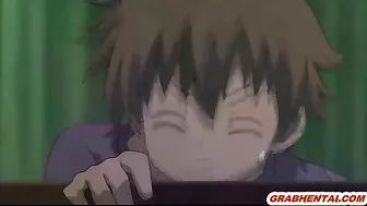 Busty hentai maid tittyfucking and cumshoting in anime, featuring big boobs