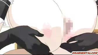 Busty hentai maid tittyfucking and cumshoting in anime, featuring big boobs