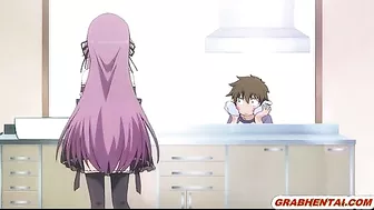 Busty hentai maid tittyfucking and cumshoting in anime, featuring big boobs