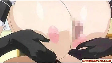 Busty hentai maid tittyfucking and cumshoting in anime, featuring big boobs