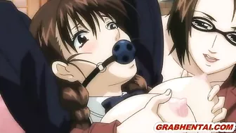Chained hentai with muzzle gets squeezed her bigboobs and tittyfucking, anime, chained, hentai, muzzle, roped Chained hentai with muzzle gets squeezed her bigboobs and tittyfucking, anime, chained, hentai, muzzle, roped