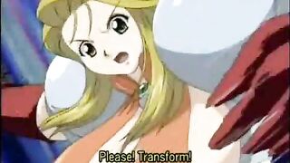 Busty hentai caught and fucked by bat monster tentacles in anime