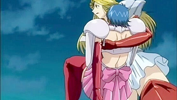 Busty hentai caught and fucked by bat monster tentacles in anime