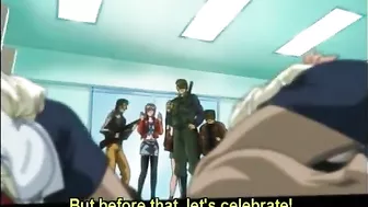 Roped hentai girls with muzzle group fucking in the office, anime