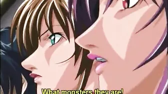 Roped hentai girls with muzzle group fucking in the office, anime