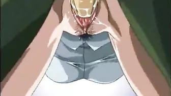 Roped hentai girls with muzzle group fucking in the office, anime