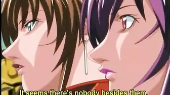 Roped hentai girls with muzzle group fucking in the office, anime