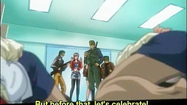 Roped hentai girls with muzzle group fucking in the office, anime