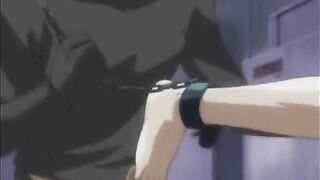 Chained hentai bigtits with muzzle gangbanged and facial cumshot, anime