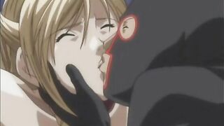 Chained hentai bigtits with muzzle gangbanged and facial cumshot, anime