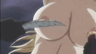 Chained hentai bigtits with muzzle gangbanged and facial cumshot, anime
