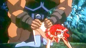 Redhead hentai cutie hard wetpussy poked by monster, anime