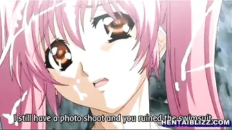 Busty hentai tittyfucking and doggystyle fucking in the beach - Anime