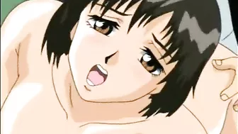 Busty hentai schoolgirl gets fingering and fucking her wetpussy, anime