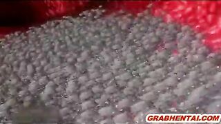 Redhead hentai bigboobs fucked by tentacles and worms, anime