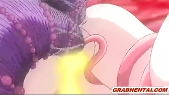Redhead hentai bigboobs fucked by tentacles and worms, anime