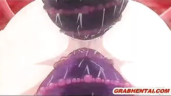 Redhead hentai bigboobs fucked by tentacles and worms, anime