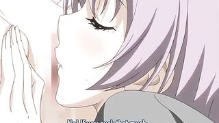 Japanese Big Boob Lesbian Foursome Fucked in Hentai Anime Virgin Maid
