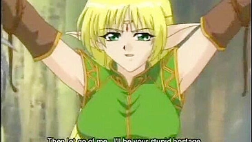 Bondage hentai Elf with bigboobs gets fingered and poked, anime, bondage, hentai, elf, roped, bigboobs, tied