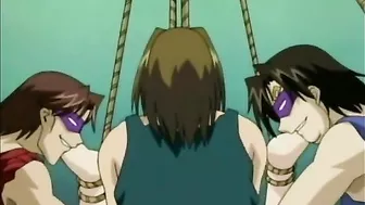 Bondage hentai with big tits gets shoved hands into her wet pussy and anal, anime, bondage, hentai, big tits, shoved, hands