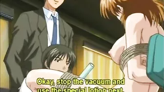 Bondage hentai gets vacuum her bigboobs and clitoris