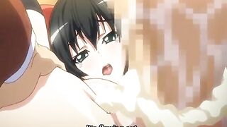 Bigboobs hentai coed schoolgirl wetpussy poking and creampie, anime