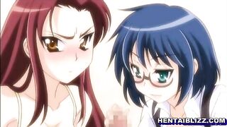 Busty hentai threesome - Hot fucking and cumshots with anime babes