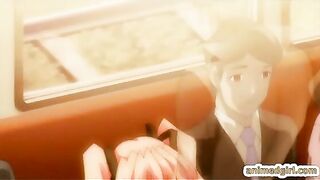 Hentai coed sucking stiff cock and swallowing cum in the train