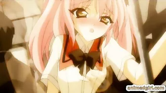 Hentai coed sucking stiff cock and swallowing cum in the train