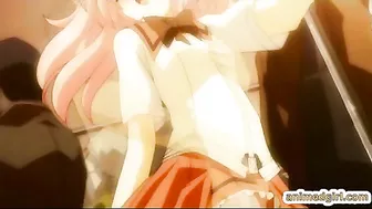 Hentai coed sucking stiff cock and swallowing cum in the train