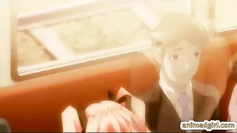 Hentai coed sucking stiff cock and swallowing cum in the train